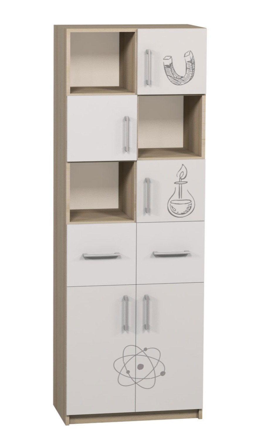 Шафа для предметних кабінетів з фотодруком, 702х405х2115 мм, комбінована, 5-ти дверна, (ЛЕОНТЕК) (7708+Флаб)